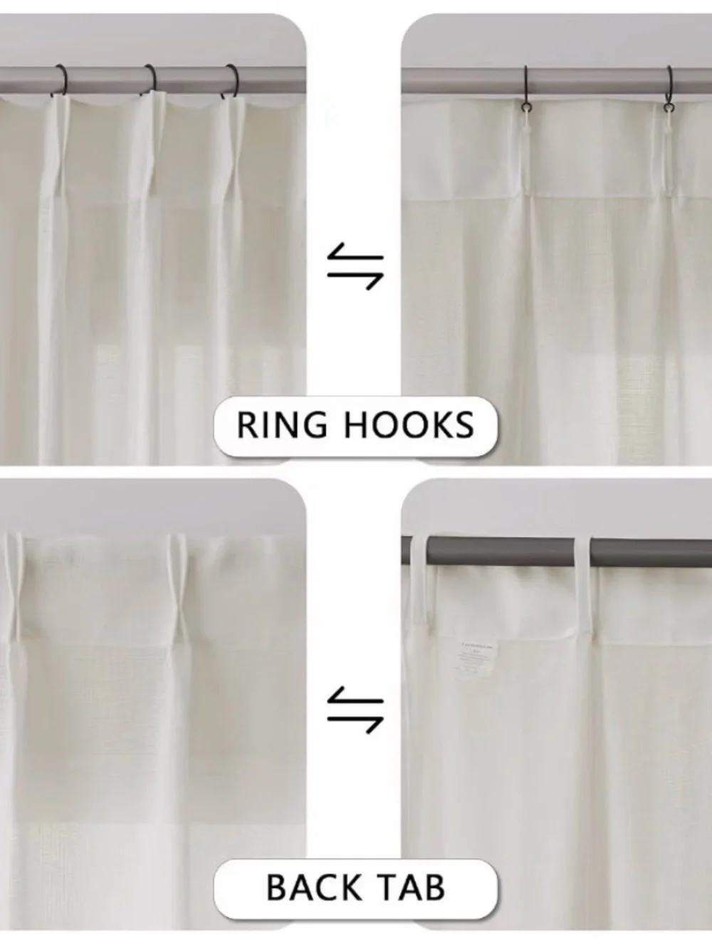 2 40x126 in natural cream linen semi-sheer panel